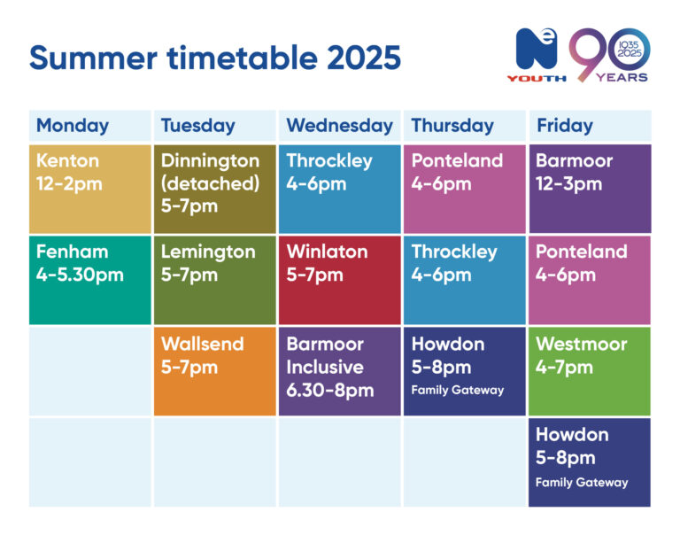 NE Youth Summer Timetable 2025